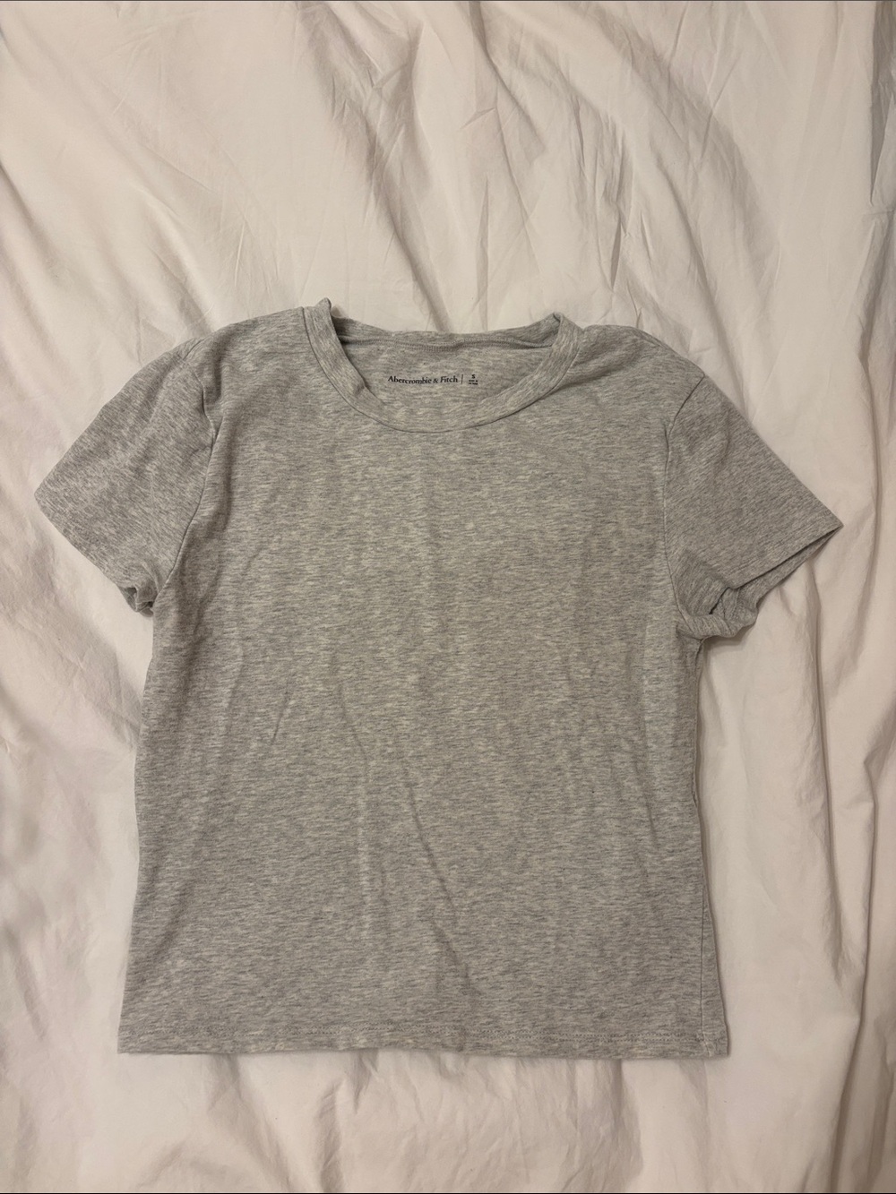 Abercrombie & Fitch Womens Light Heather Gray Short Sleeve Crop Tee